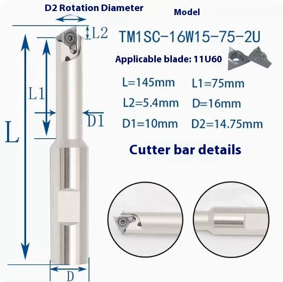 6036 SMT Deep Hole Thread Milling Toolholder Machining Center Single Thread Internal Coolant Milling Tool U-Thread Toolholder 11UI 16UI Shandong Denso Pricision Tools Co.,Ltd.
